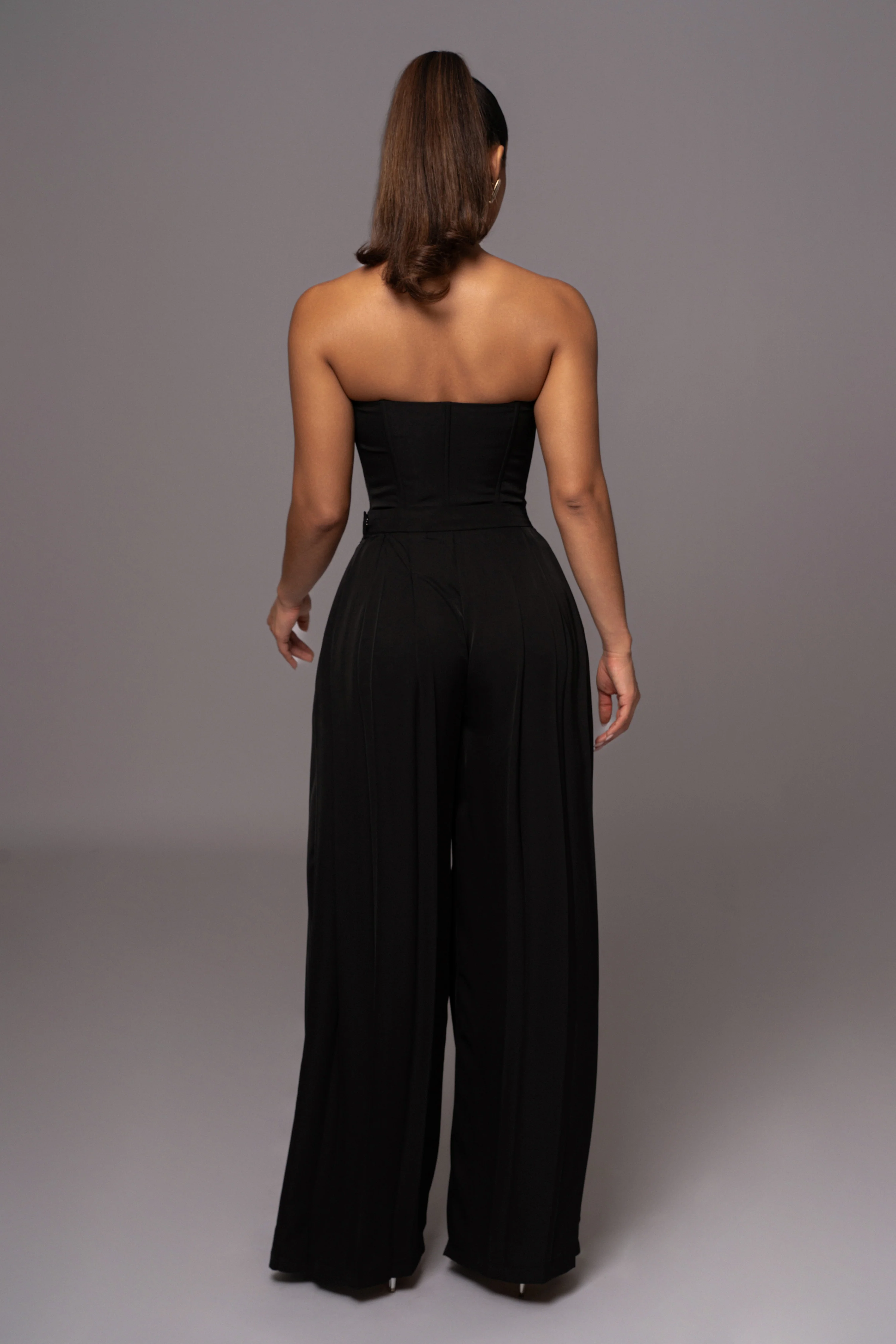 Black Clara Wide Leg Pleated Trousers - Image 11