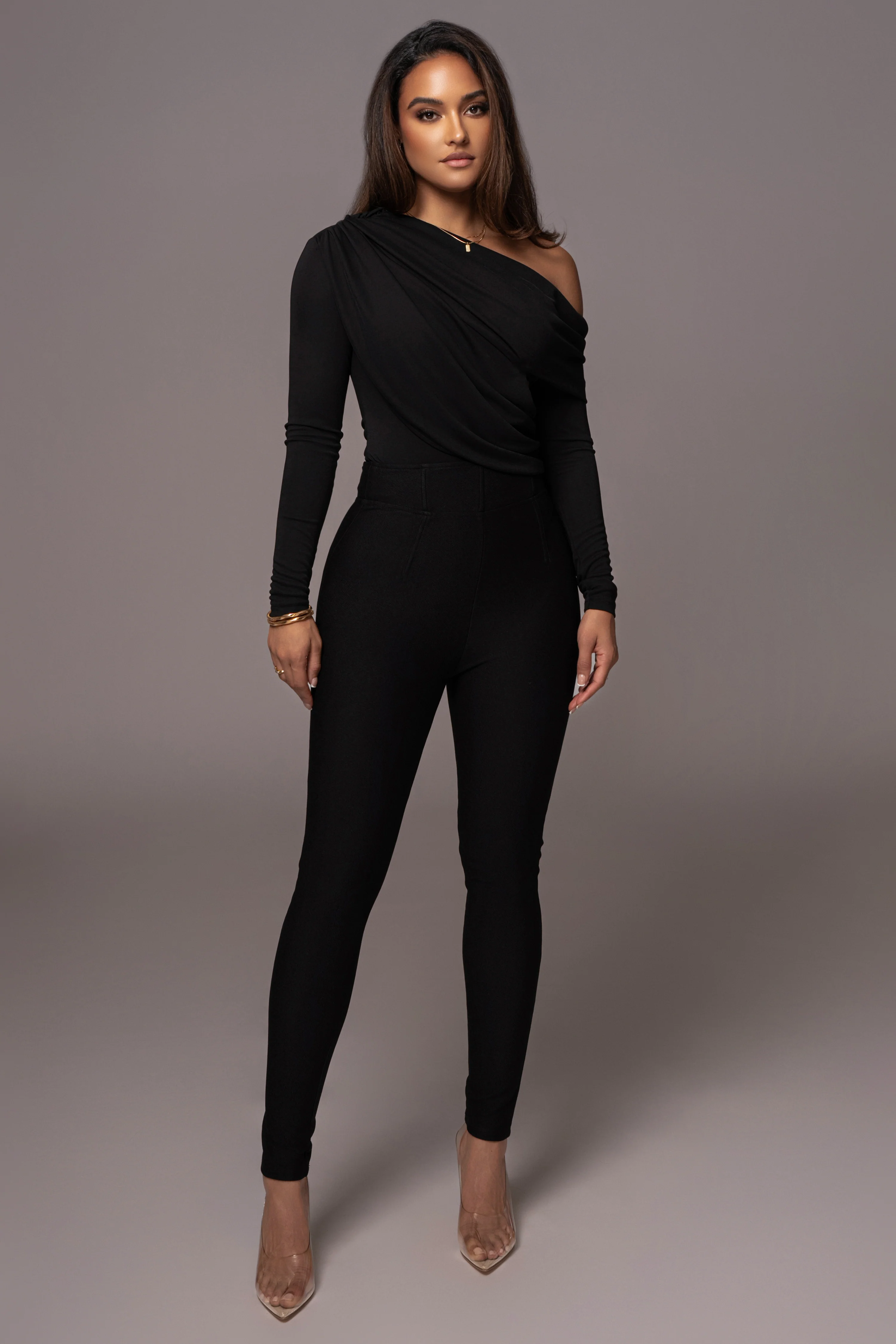 Black Ultra High Neck Bodysuit - Image 3