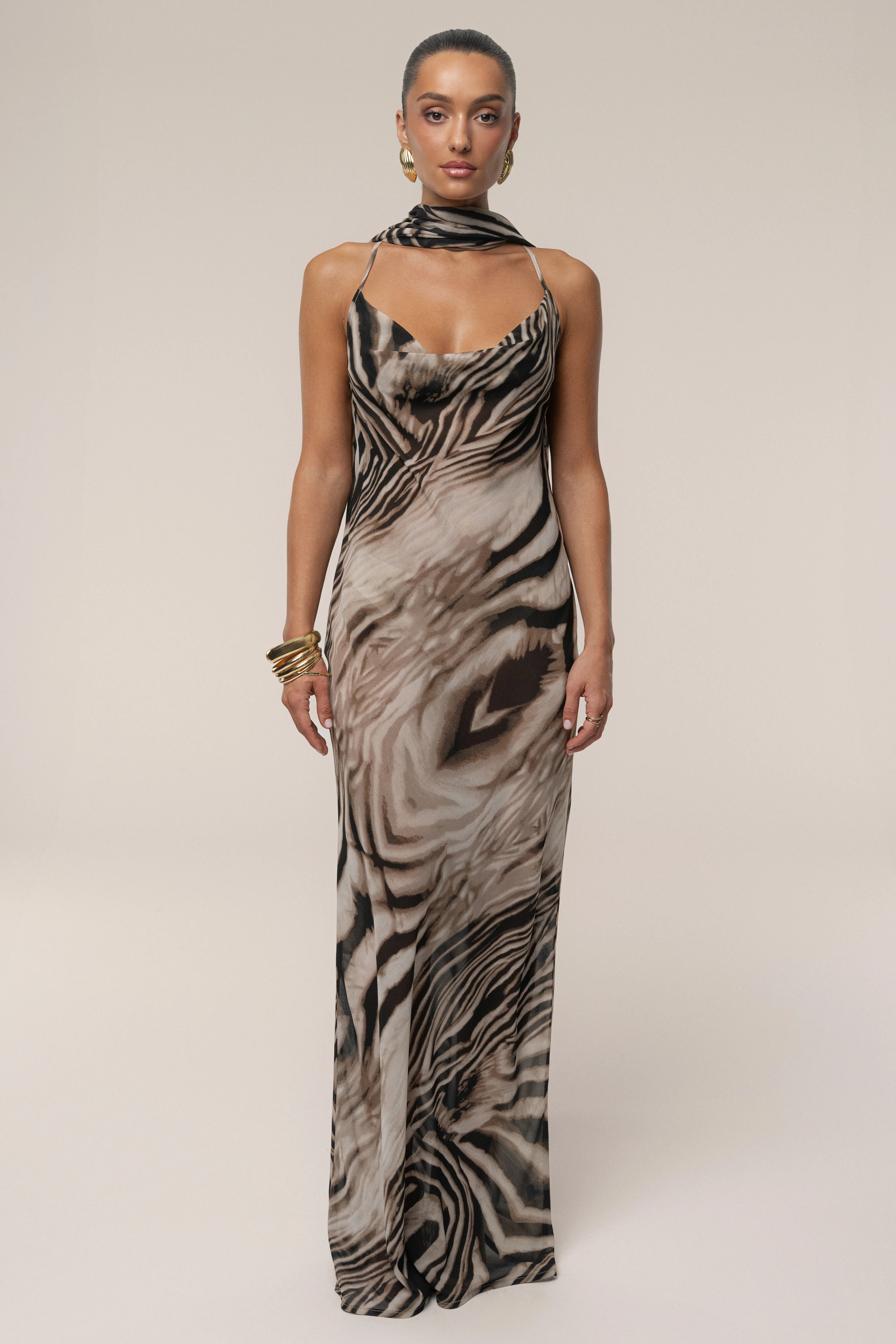 Brown Zebra Print Shadow Safari Scarf - Image 10