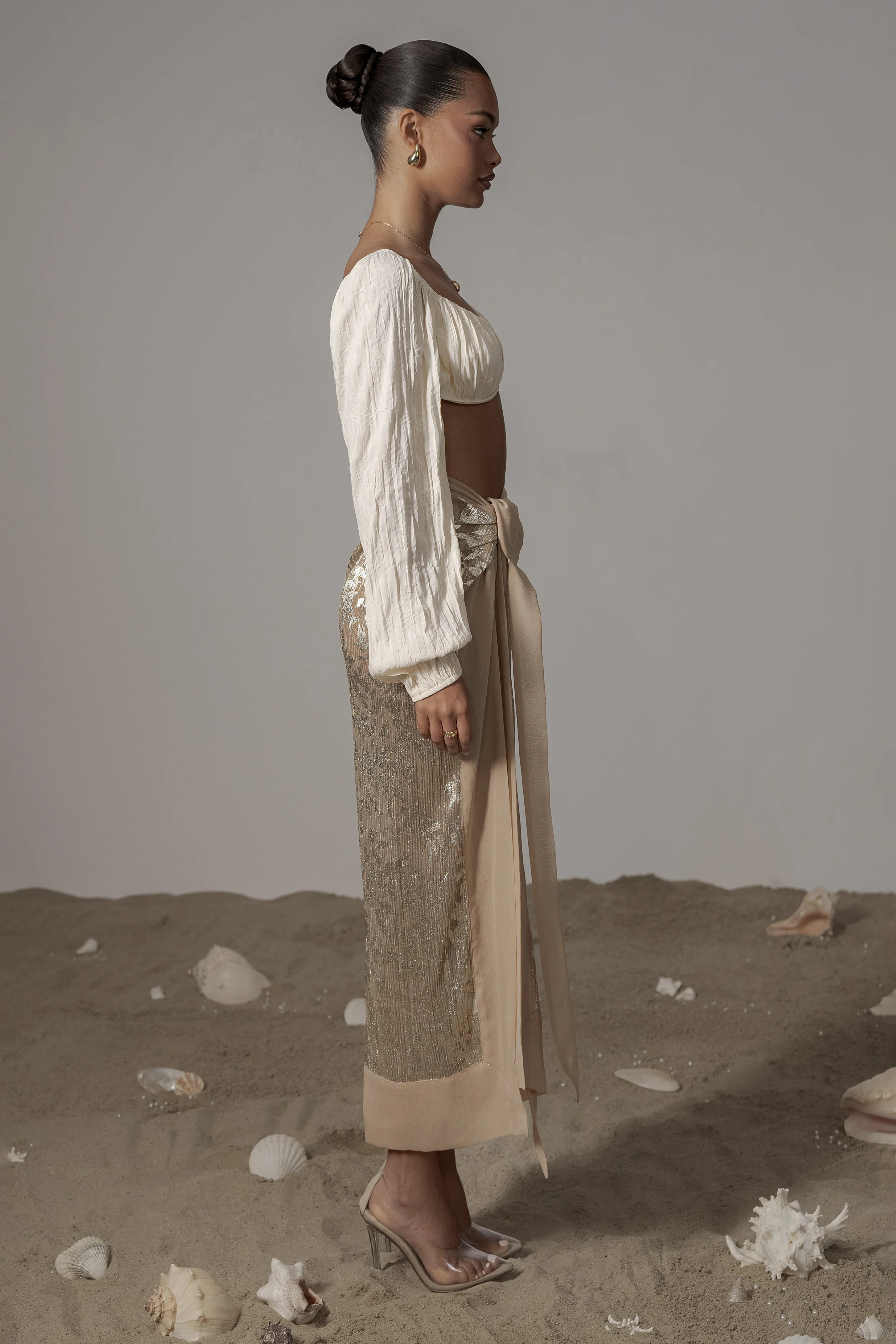 Gold Positano Printed Sarong Skirt - Image 11